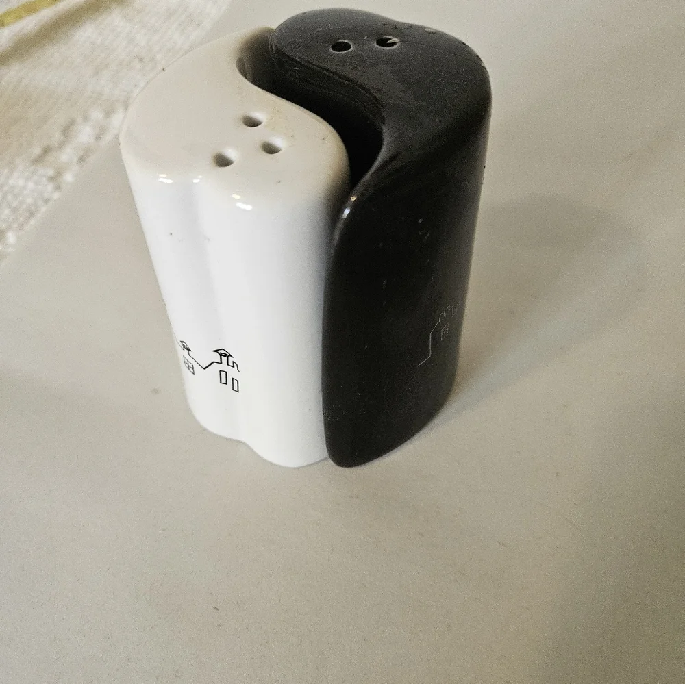 Paris Black and White Yin & Yang  Salt Shaker Set.